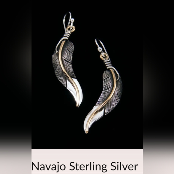 Sterling Silver Native American Signed Earrings - Picture 1 of 4